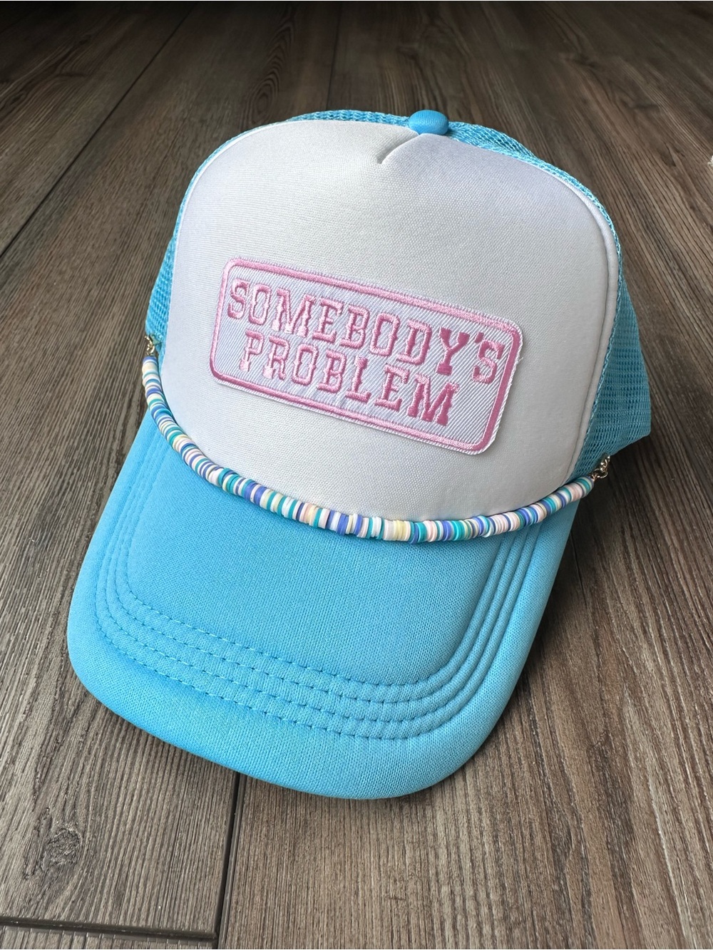 Women's Somebody's Problem Blue Pink Hat Trucker Hat Adjustable Baseball Hat